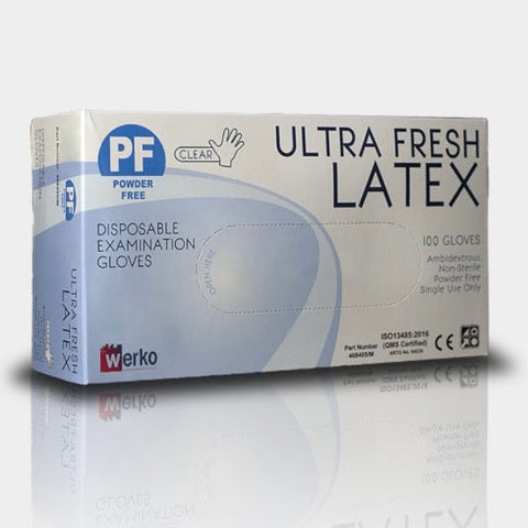 Ultra Fresh Latex Gloves White PF Large