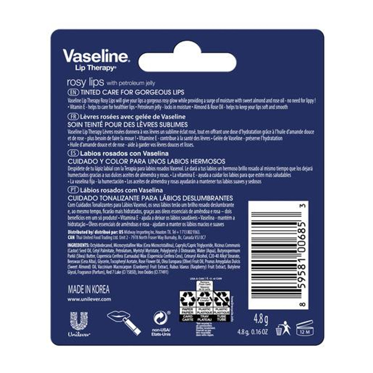 Vaseline Lip Balm Rosy Lips 4.8g