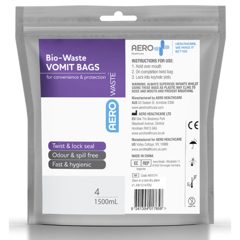 Aero Vomit  Bag+Wipe 4PK