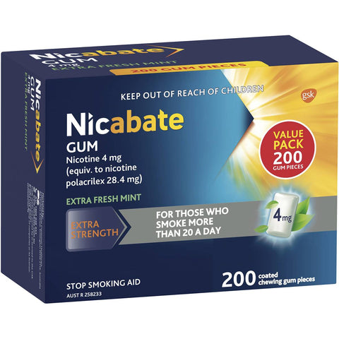 Nicabate Chewing Gum 4mg 200 Pack