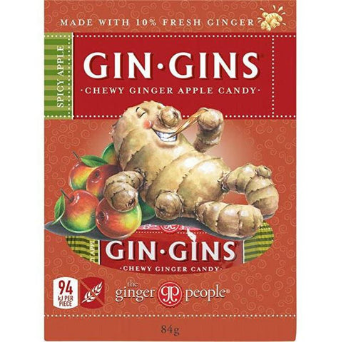 THE GINGER PEOPLE Gin Gins Ginger Candy Chewy - Spicy Apple 12x 84g