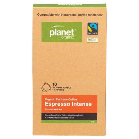 PLANET ORGANIC Coffee Capsules - Biodegradable Organic - Espresso Intense 10