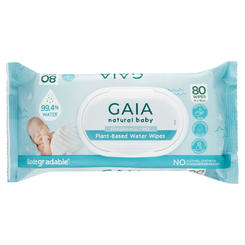 GAIA Natural Plant Based Water Wipes 80PK