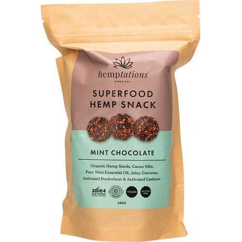 2die4 Live Foods Hemptations - Superfood Hemp Snack Mint Chocolate 200g