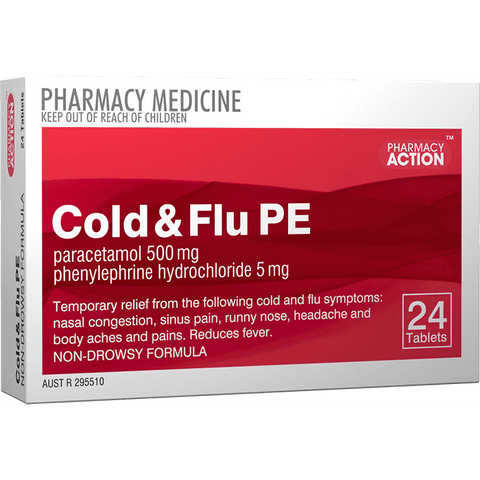 Pharmacy Action Cold & Flu PE 24 Tabs (Generic for Codral PE Cold & Flu)