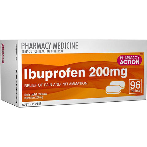 Pharmacy Action Ibuprofen 200mg 96 Tabs (Generic for Nurofen)