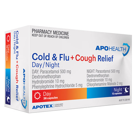 ApoHealth Cold & Flu + Cough Relief Day/Night 48 Capsules
