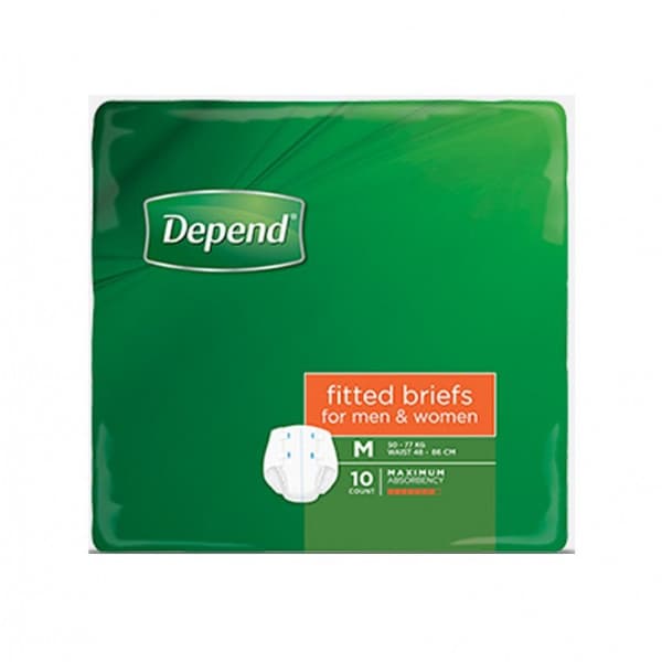 Depend Fitted Briefs Medium 10 Pack