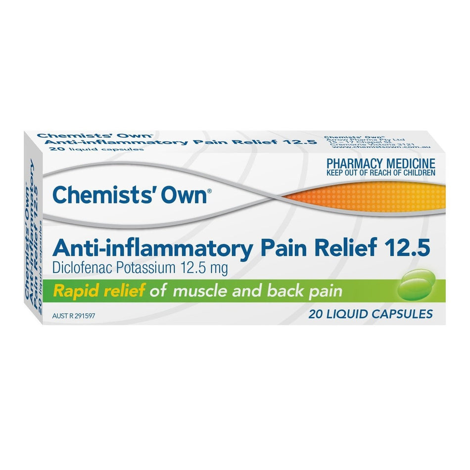 Chemists’ Own Diclofenac Liquid Caps 12.5mg 20 Caps (Generic of Voltaren)