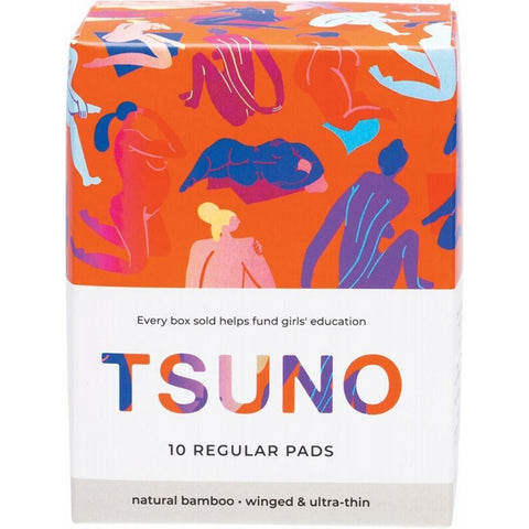 TSUNO Natural Bamboo Pads Regular (Winged & Ultra-Thin) 10