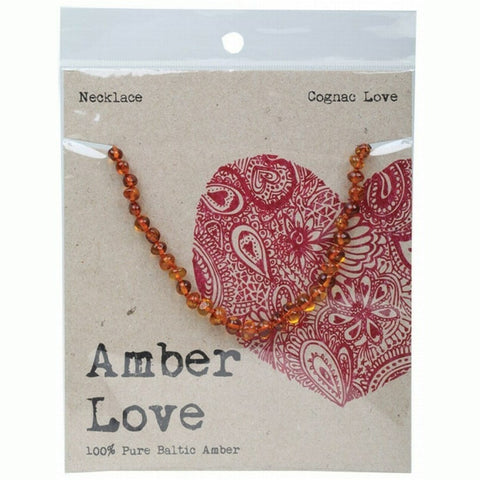 AMBER LOVE Adult's Necklace 100% Baltic Amber - Olive Love 46cm