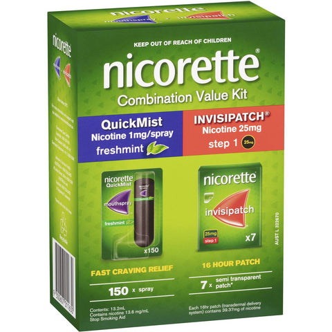 Nicorette Combination Value Kit 150 Sprays & 7 Patches Each