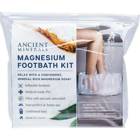ANCIENT MINERALS Inflatable Magnesium Footbath Kit Incl 150g Magnesium Flakes