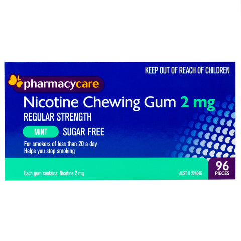Pharmacy Care Nicotine Gum 2mg Mint 96 Pack
