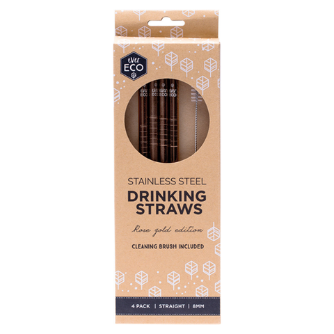 EVER ECO Stainless Steel Straws - Straight Rose Gold 4