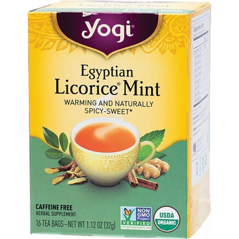 YOGI TEA Herbal Tea Bags Egyptian Licorice Mint 16