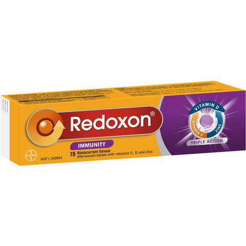 Redoxon Immunity Vitamin Blackcurrant Flavoured Effervescent Tablets 15 Pack