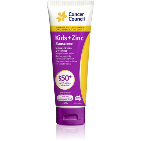 Cancer Council Kids Zinc Sunscreen SPF50+ 75mL