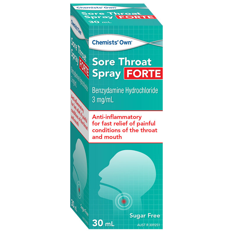 Chemists’ Own Sore Throat Spray Forte 30ml (Similar to Difflam)