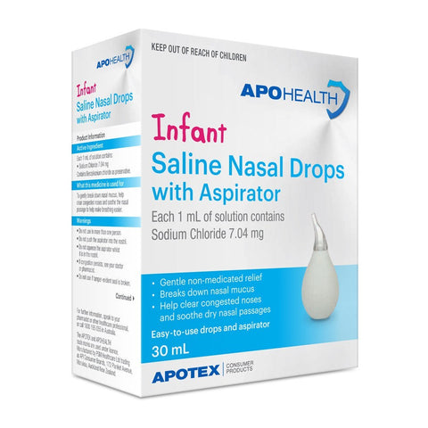 Apohealth Infant Saline Nasal Drops With Aspirator 30ml