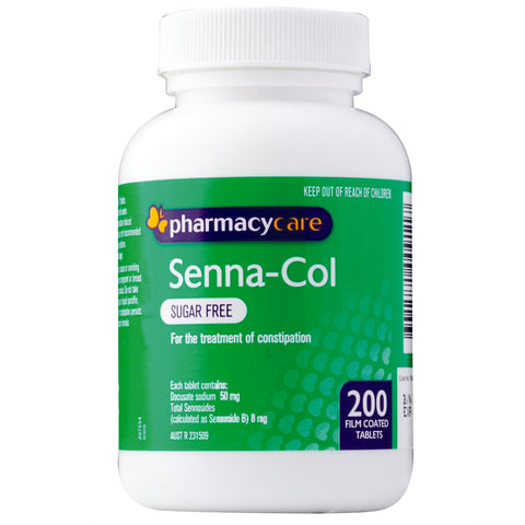 Pharmacy Care Senna-Col Sugar Free 200 Tablets (Generic for COLOXYL WITH SENNA)