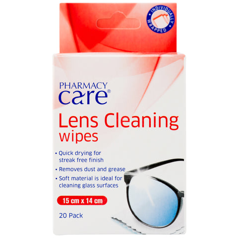 Pharmacy Care Lens Cleaning Wipes 20 Pack