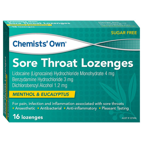 Chemists’ Own Sore Throat Eucalyptus & Menthol 16 Lozenges