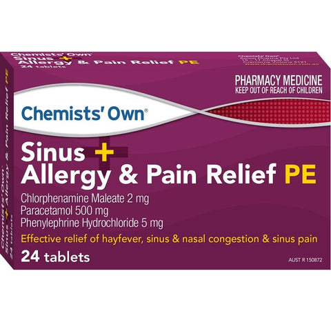 Chemists’ Own Sinus, Allergy & Pain Relief PE 24 (Generic of SUDAFED)