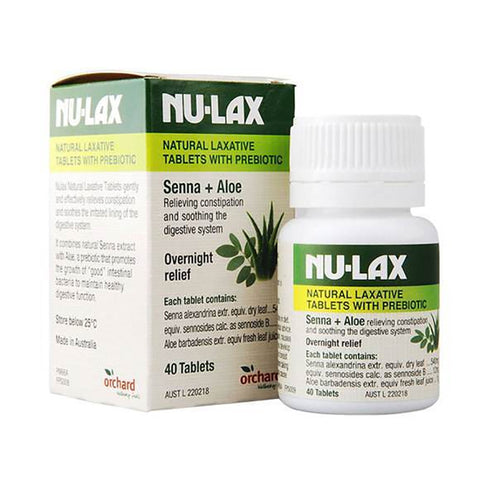 Nu-lax Natural Laxative Tablets With Prebiotic Senna + Aloe 40 Tablets