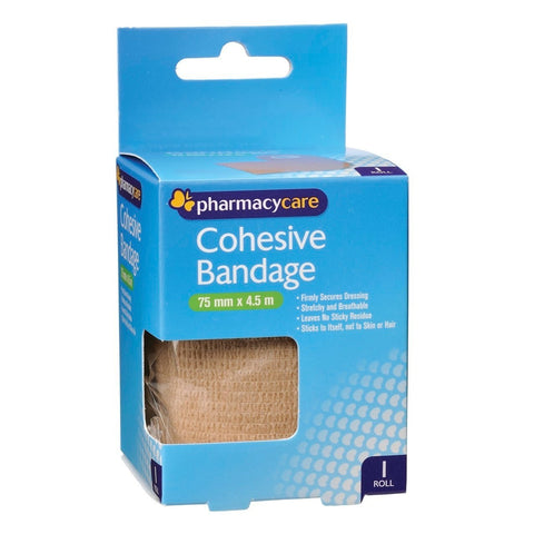 Pharmacy Care Cohesive Bandage 75mm x 4.5m 1 roll