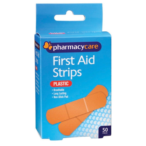 Pharmacy Care First Aid Strip Plastic 50 Pack