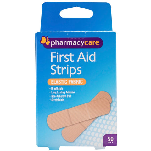 Pharmacy Care First Aid Strip Fabric Elastic 50 Pack