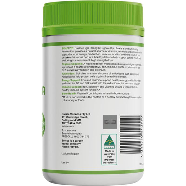 Buy Swisse Organic Spirulina 1000mg 200 Tablets Online at