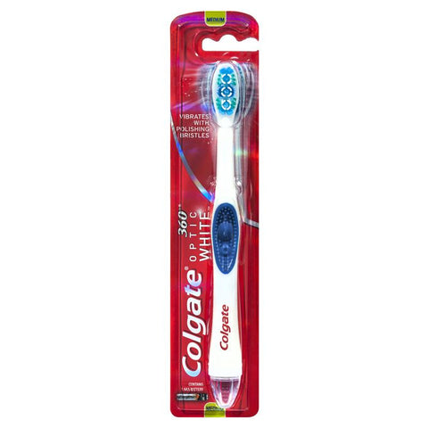 Colgate 360 Optic White Power toothbrush Medium with vibrating & polishing bristles