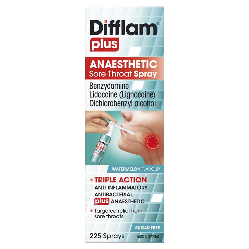 Difflam Plus Anaesthetic Sore Throat Spray Watermelon 225 Sprays 30mL
