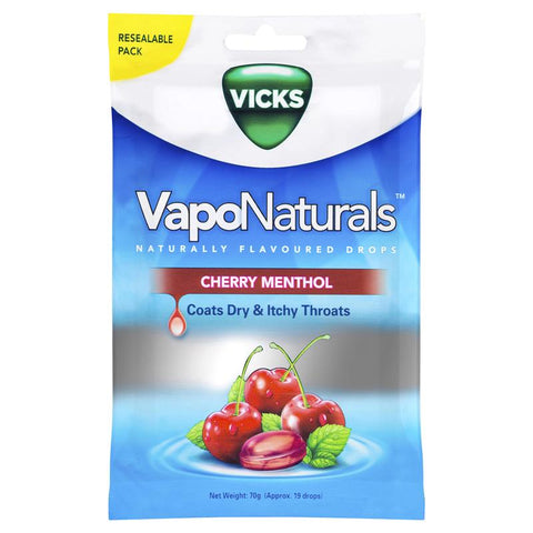 Vicks VapoNaturals Cherry Menthol Throat Lozenges 19 Drops