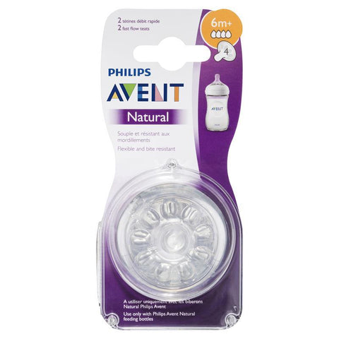 Avent Natural Teat Fast Flow 6 Months+ 2 Pack