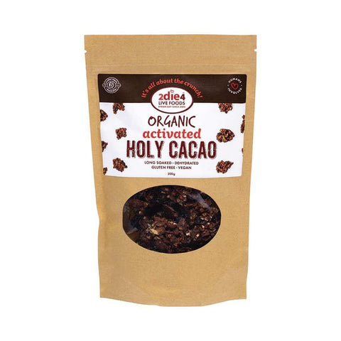 2die4 Live Foods Organic Activated Holy Cacao Cacao Granola Clusters 200g