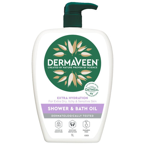 DermaVeen Extra Hydration Shower and Bath Oil 1 Litre