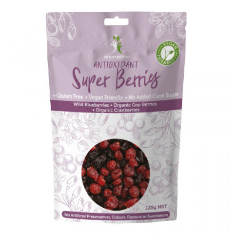 DR SUPERFOODS Dried Antioxidant Super Berries Blueberries, Goji & Cranberries 125g