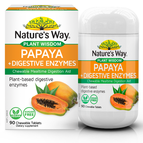 Nature’s Way Plant Wisdom Papaya + Digestive Enzyme Chewable 90 Tablets