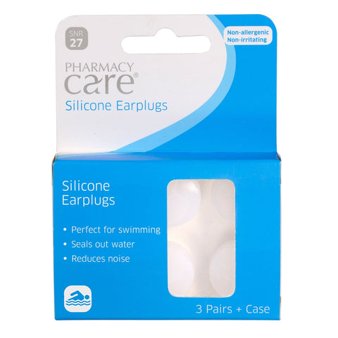 Pharmacy Care Ear Plugs Silicone - 3 Pairs Plus Case