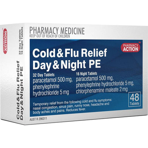 Pharmacy Action Cold & Flu Relief Day & Night PE 48 Tabs (Generic for Codral PE Cold and Flu)