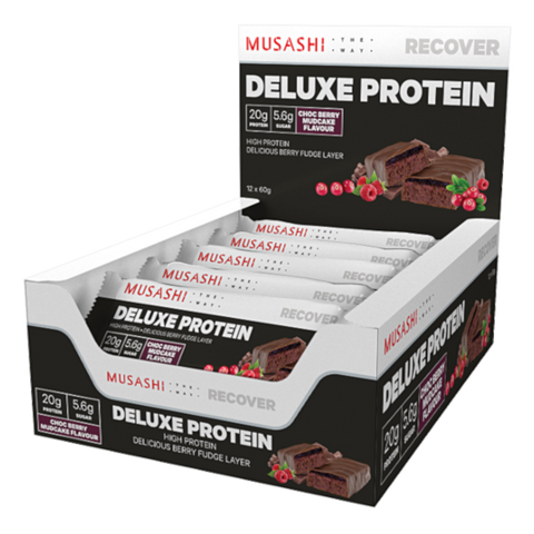 Musashi Deluxe Protein Bar Choc Berry Mudcake 60g 12PACK
