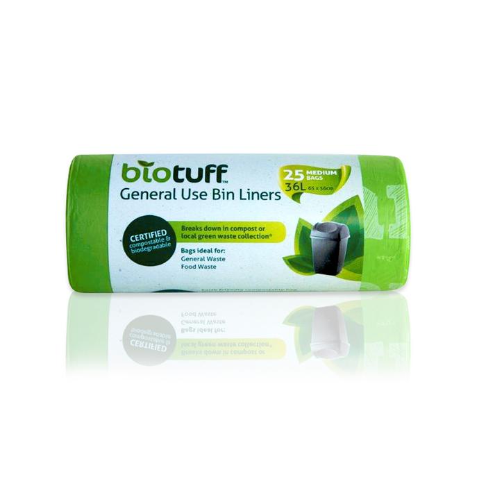 Biotuff General Use Bin Liners Medium Bags - 36 Litres x 25
