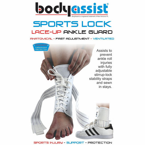 BA SPORTS LOCK LACE-UP ANKLE GUARD WHITE/BlACK