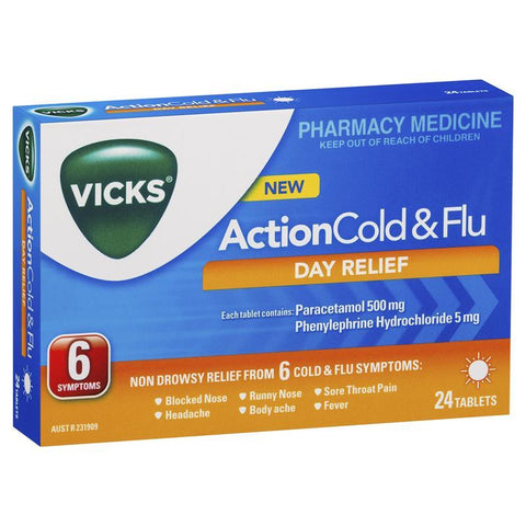 Vicks Action Cold and Flu Day Relief 24 Tabs