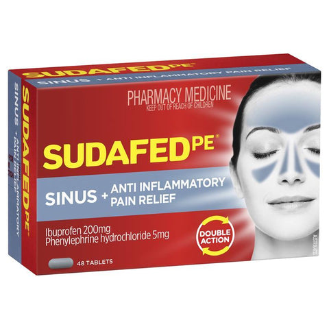 Sudafed PE Double Action Sinus + Anti-Inflammatory Pain Relief  48 Tabs