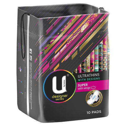 U By Kotex Designer Series Ultrathins Pads Super Wing 10 Pack