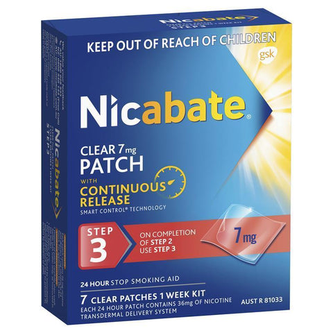 Nicabate Clear Patch Quit Smoking Step 3 7mg 7 Patches